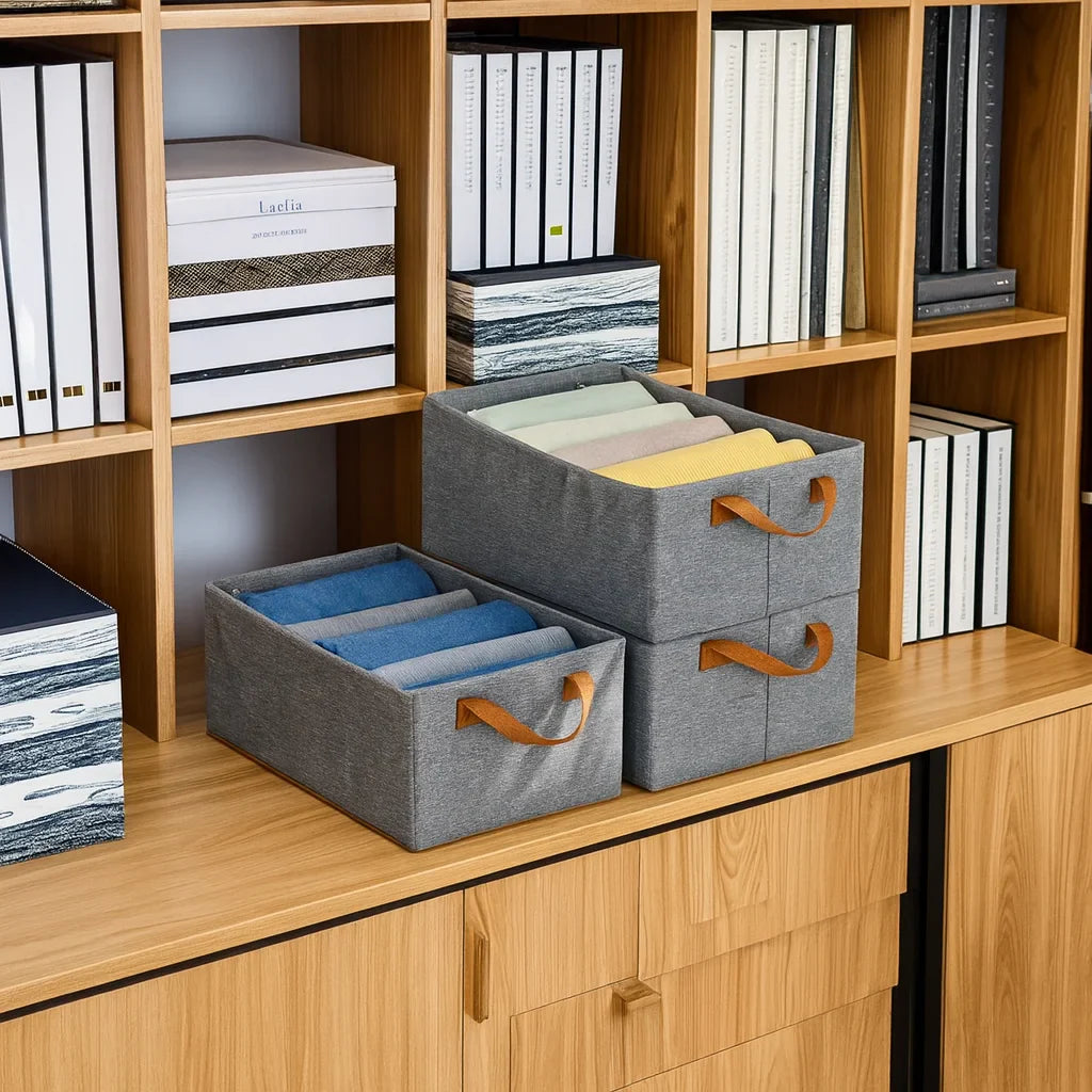 Grosyhub Foldable Grey Wardrobe Organizer with Durable Handle
