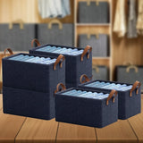 Grosyhub Foldable Navy-Blue Wardrobe Organizer With Durable Handle