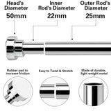 Grosyhub Adjustable Shower Curtain Tension Rod 105CM| Non-Drilling| Anti-Skid|Multi-Purpose| Spring Pull Rod - (Stainless Steel)