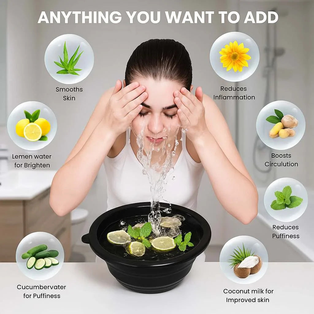 Grosyhub Foldable Black Ice Face Bowl | Cold Therapy Facial Skincare Bowl for Glowing Skin