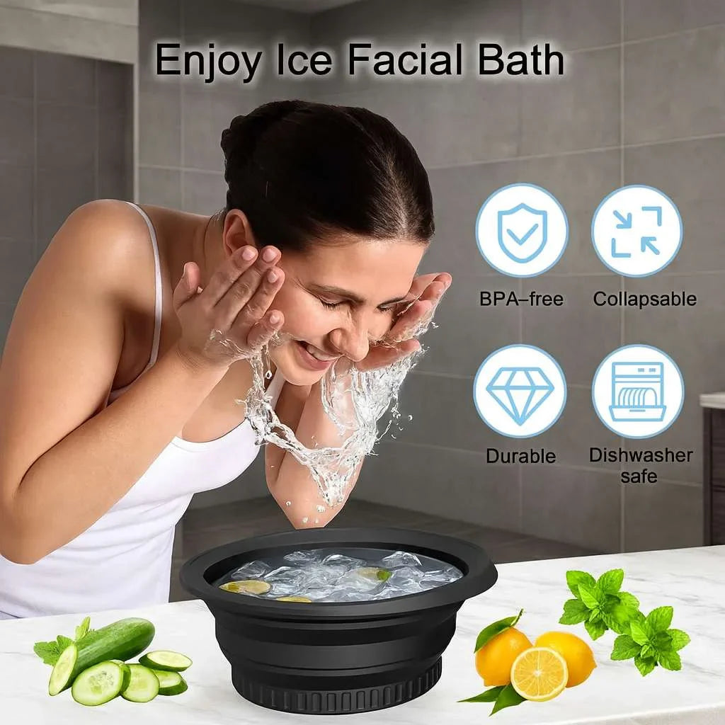 Grosyhub Foldable Black Ice Face Bowl | Cold Therapy Facial Skincare Bowl for Glowing Skin