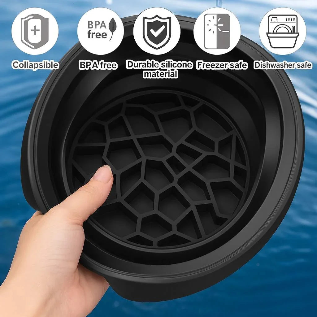 Grosyhub Foldable Black Ice Face Bowl | Cold Therapy Facial Skincare Bowl for Glowing Skin