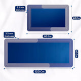 Grosyhub Solid Blue Non-Slip Kitchen Rug Combo, Water Absorbent with Rubber Backing, 120x40cm + 60x40cm