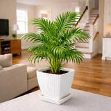 Grosyhub Modern Ribbed Square Planter Pots with Drainage Tray (5 Pcs Set)