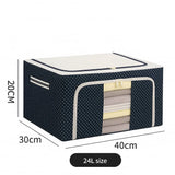 Grosyhub Double-Sided Zipper Living Box - Fabric Storage Boxes for Clothes, Saree Cover Bags - 24 Litre, Pack of 1, Polka Dot