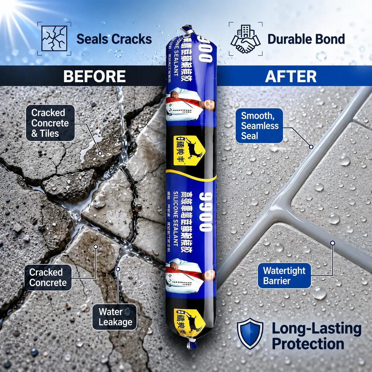 Grosyhub Waterproof Silicone Sealant Adhesive for Roof & Leakage Repair | Weather Resistant | 750 gm
