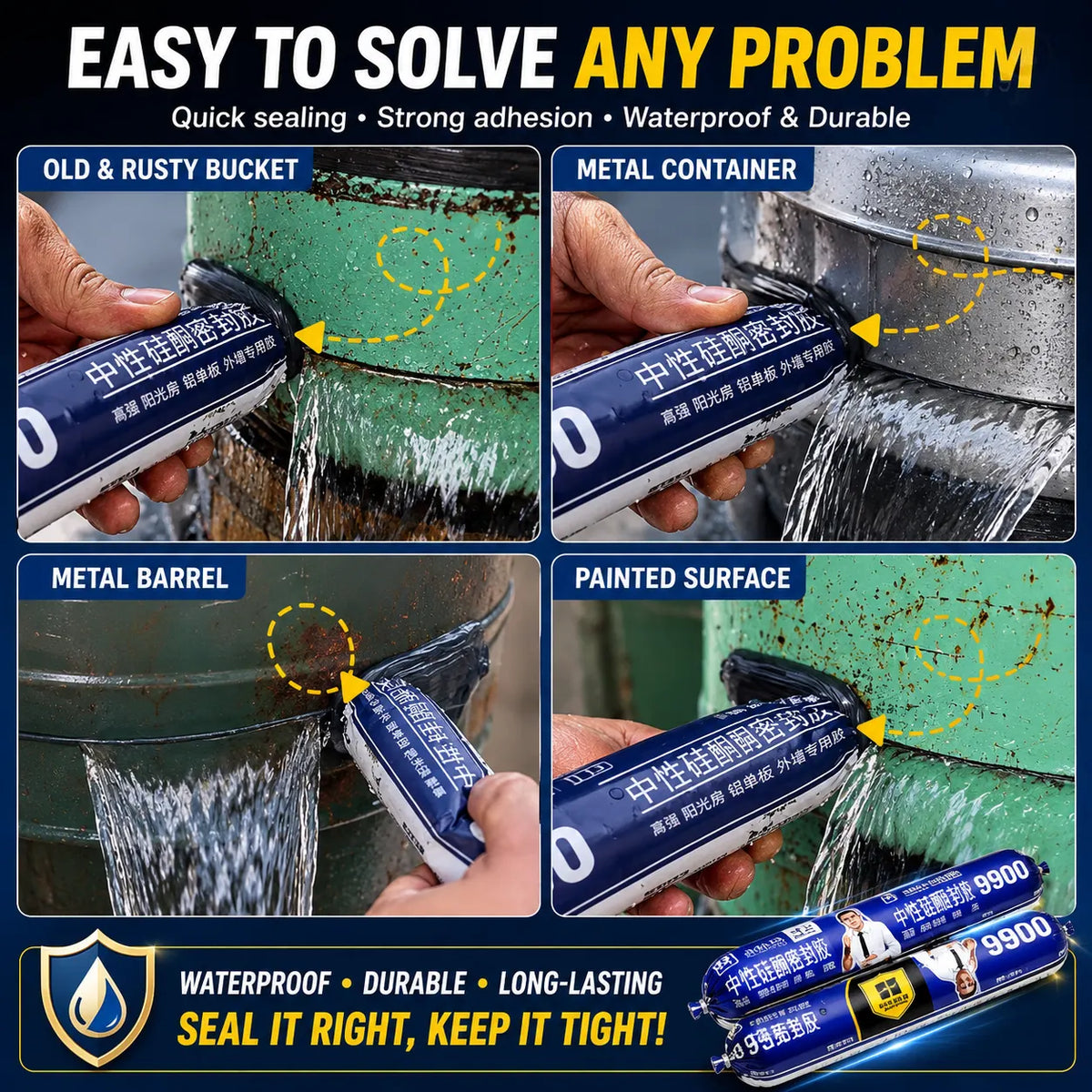 Grosyhub Waterproof Silicone Sealant Adhesive for Roof & Leakage Repair | Weather Resistant | 750 gm