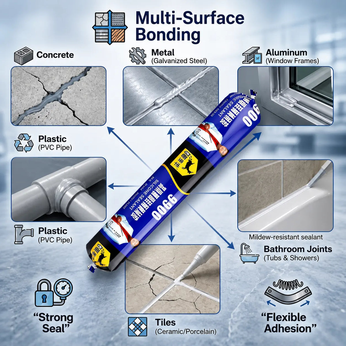 Grosyhub Waterproof Silicone Sealant Adhesive for Roof & Leakage Repair | Weather Resistant | 750 gm
