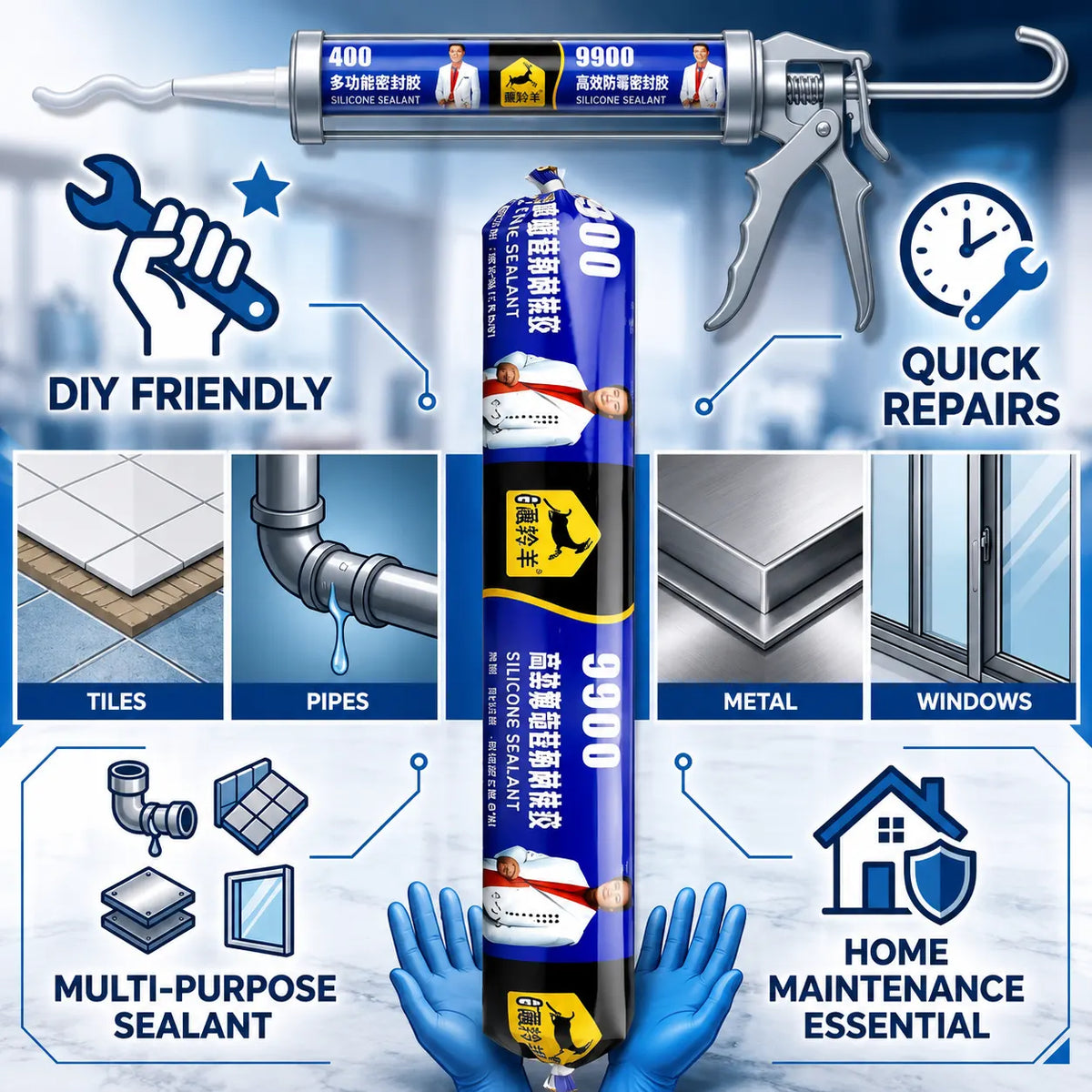 Grosyhub Waterproof Silicone Sealant Adhesive for Roof & Leakage Repair | Weather Resistant |