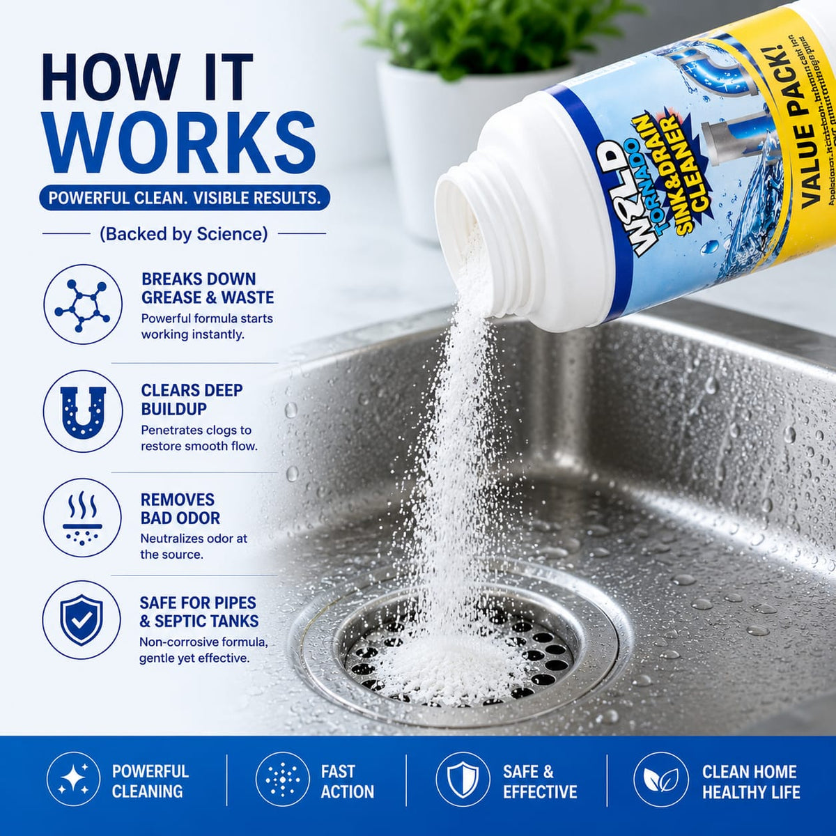 (Buy 1 Get 1 Free) Powerful Sink and Drain Cleaning Powder