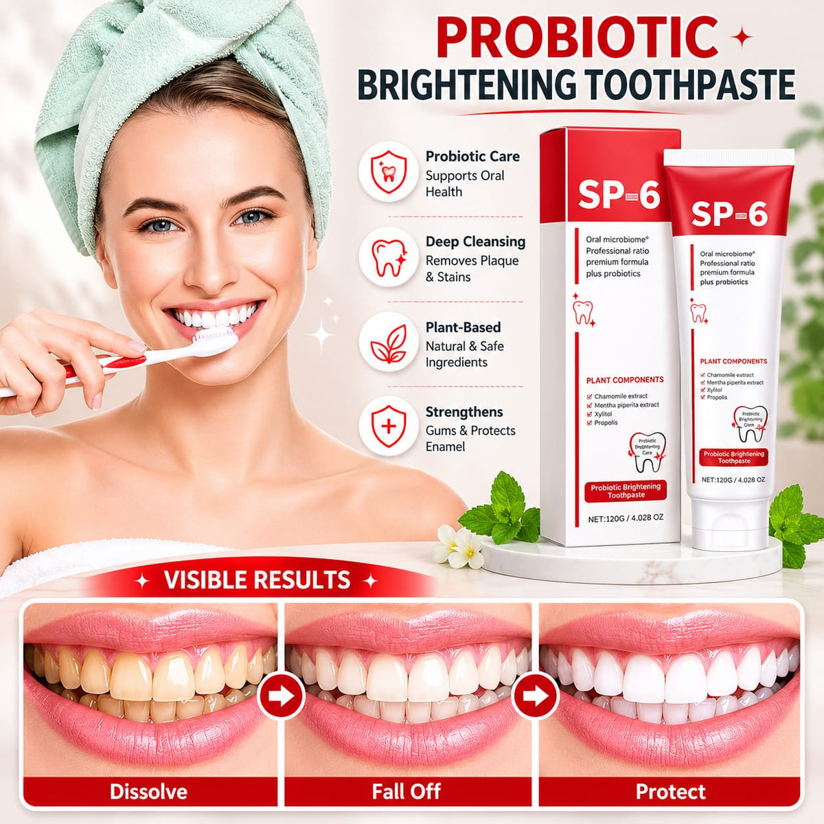 SP-4 Probiotic Brightening and cleaning toothpaste ( 120gm )