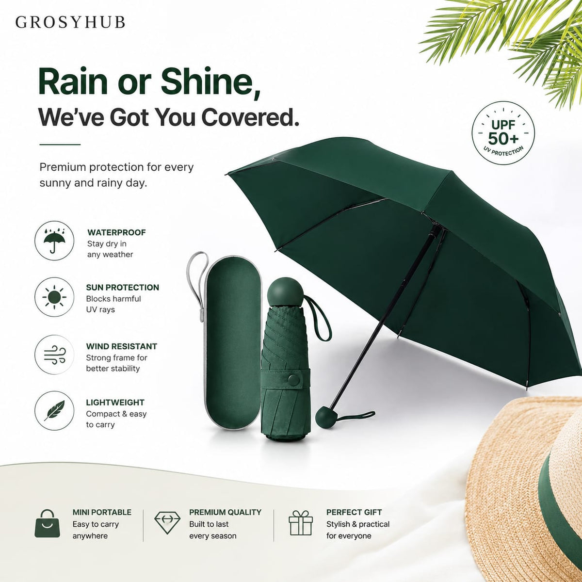 UV & Sun Protection Rain Mini Compact Umbrella