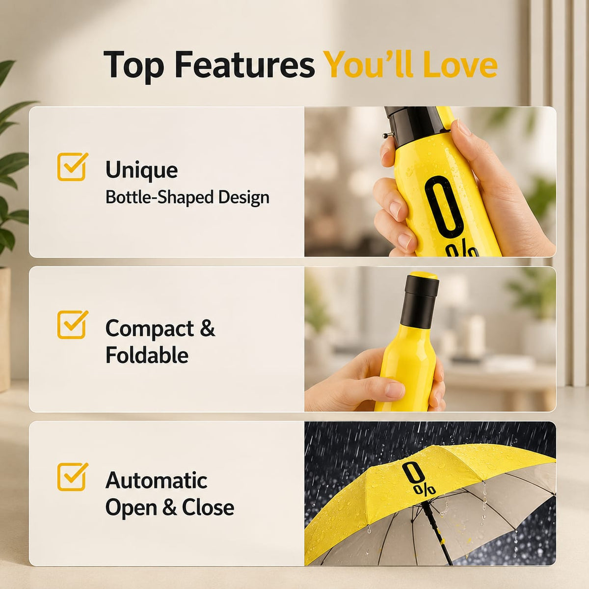 Wine Bottle Umbrella – Windproof & Durable