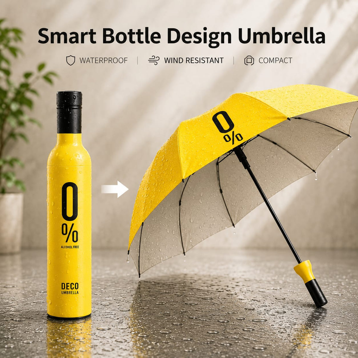 Wine Bottle Umbrella – Windproof & Durable