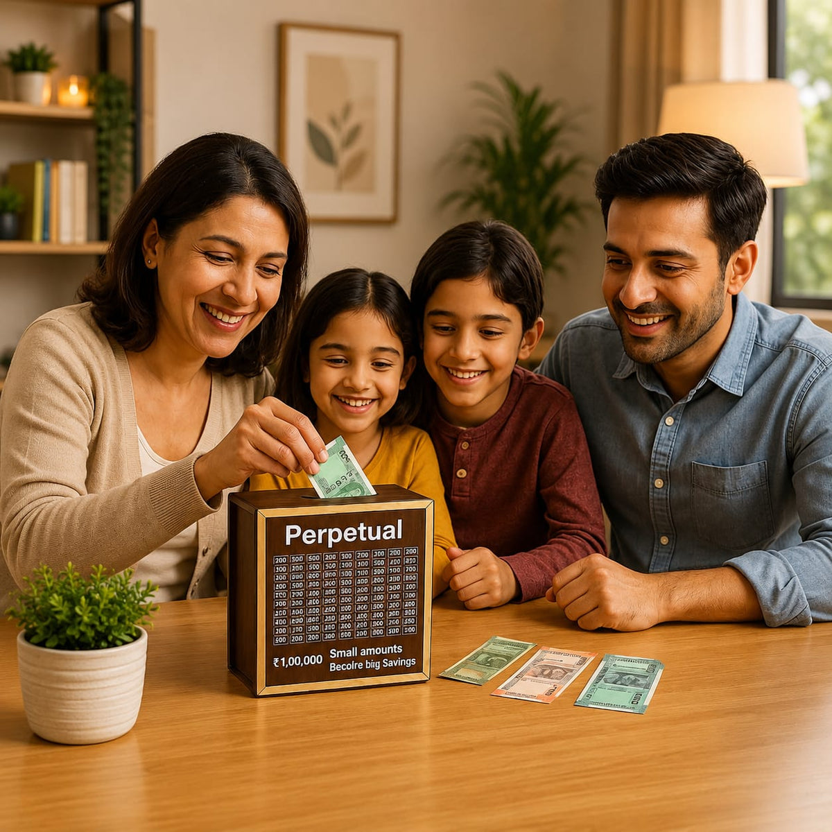 Wooden Money Saving Box Up To 1,00,000 (One Lakh)
