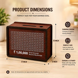 Wooden Money Saving Box Up To 1,00,000 (One Lakh)