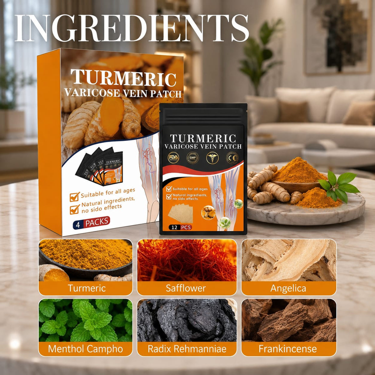 Turmeric Varicose Vein Relief patch (Buy1 Get 1 Free)