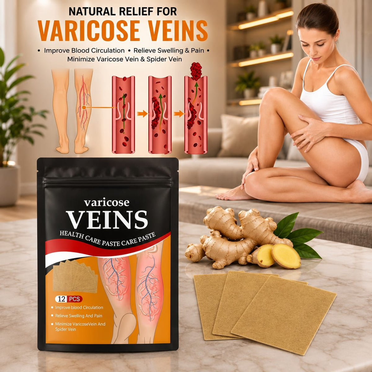 Turmeric Varicose Vein Relief patch (Buy1 Get 1 Free)