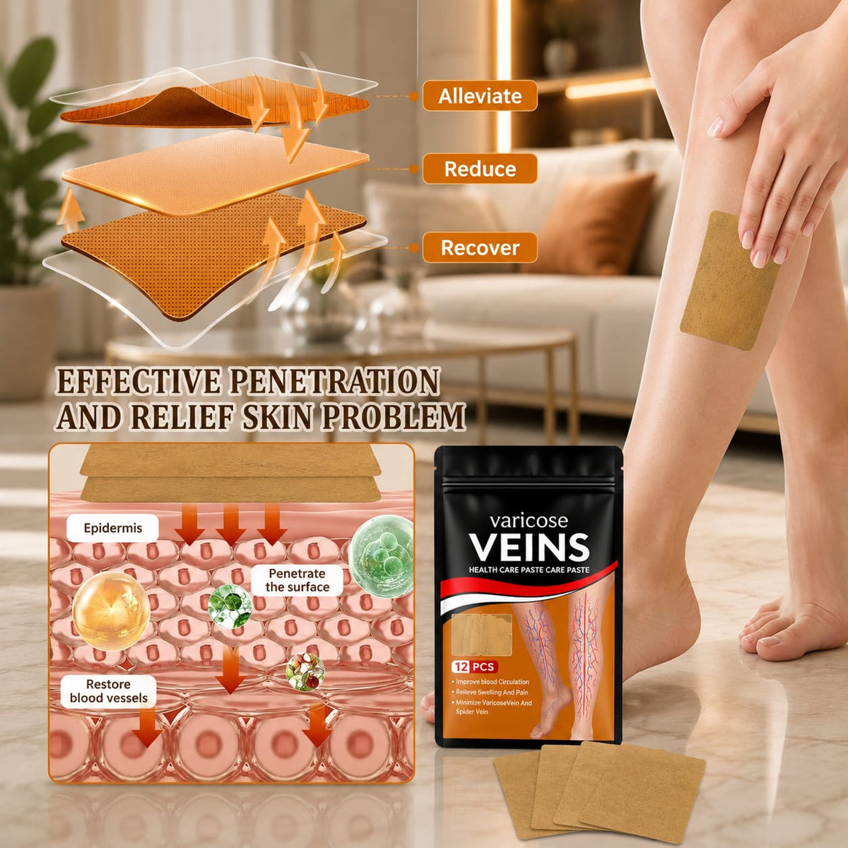 Turmeric Varicose Vein Relief patch (Buy1 Get 1 Free)