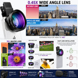 0.45X Wide Angle Lens 140°+ 15X Macro Lens for Mobile