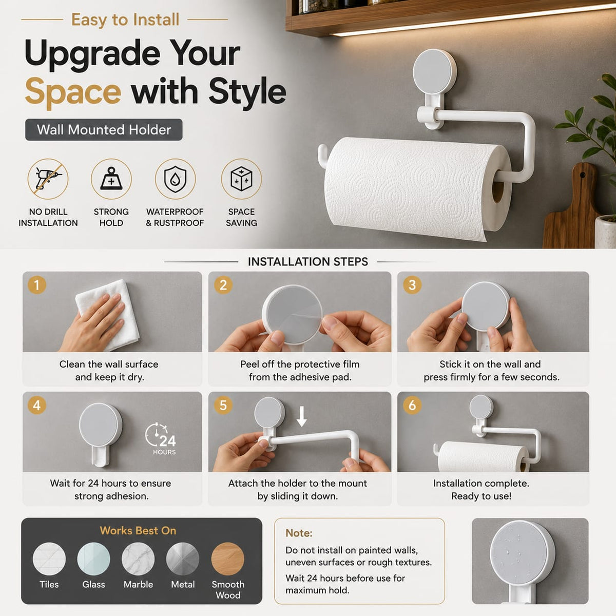 Wall Mounted Paper Towel Holder