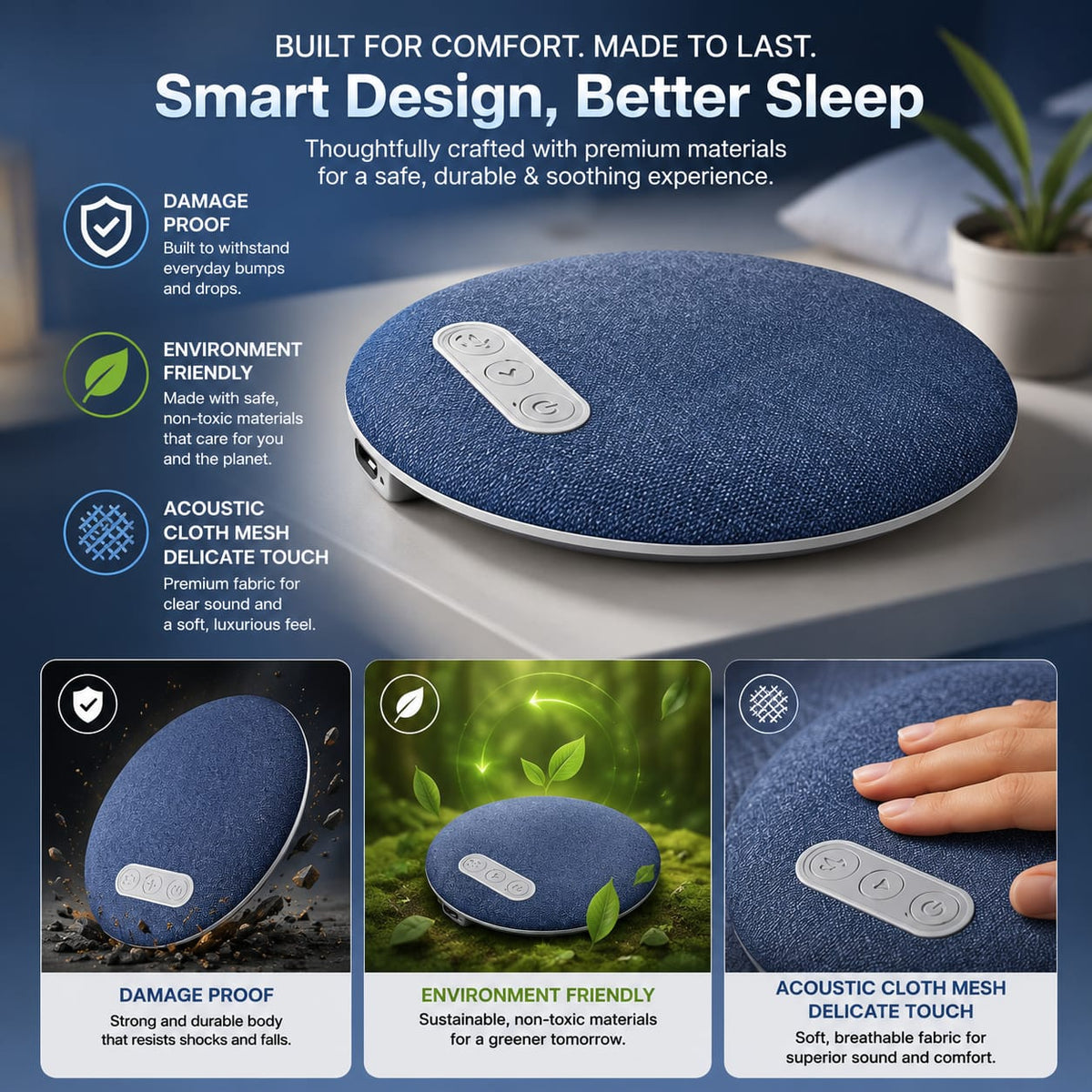 Bluetooth Pillow Speakers for Sleeping