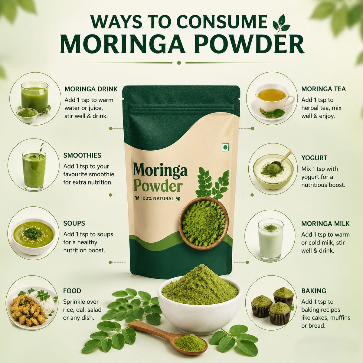 100% Natural Moringa Powder – Pure & Nutrient Rich