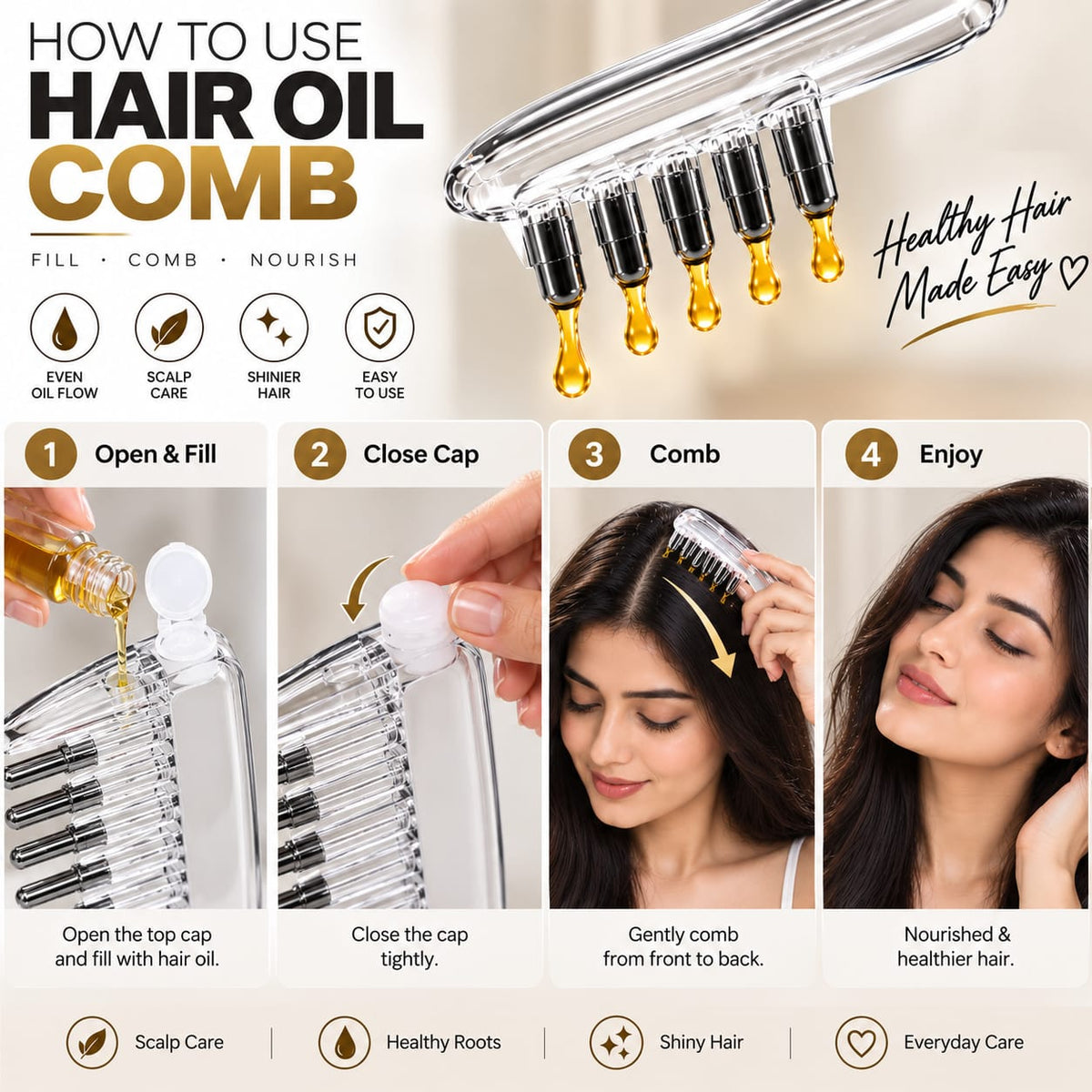 HAIR OIL APPLICATOR COMB