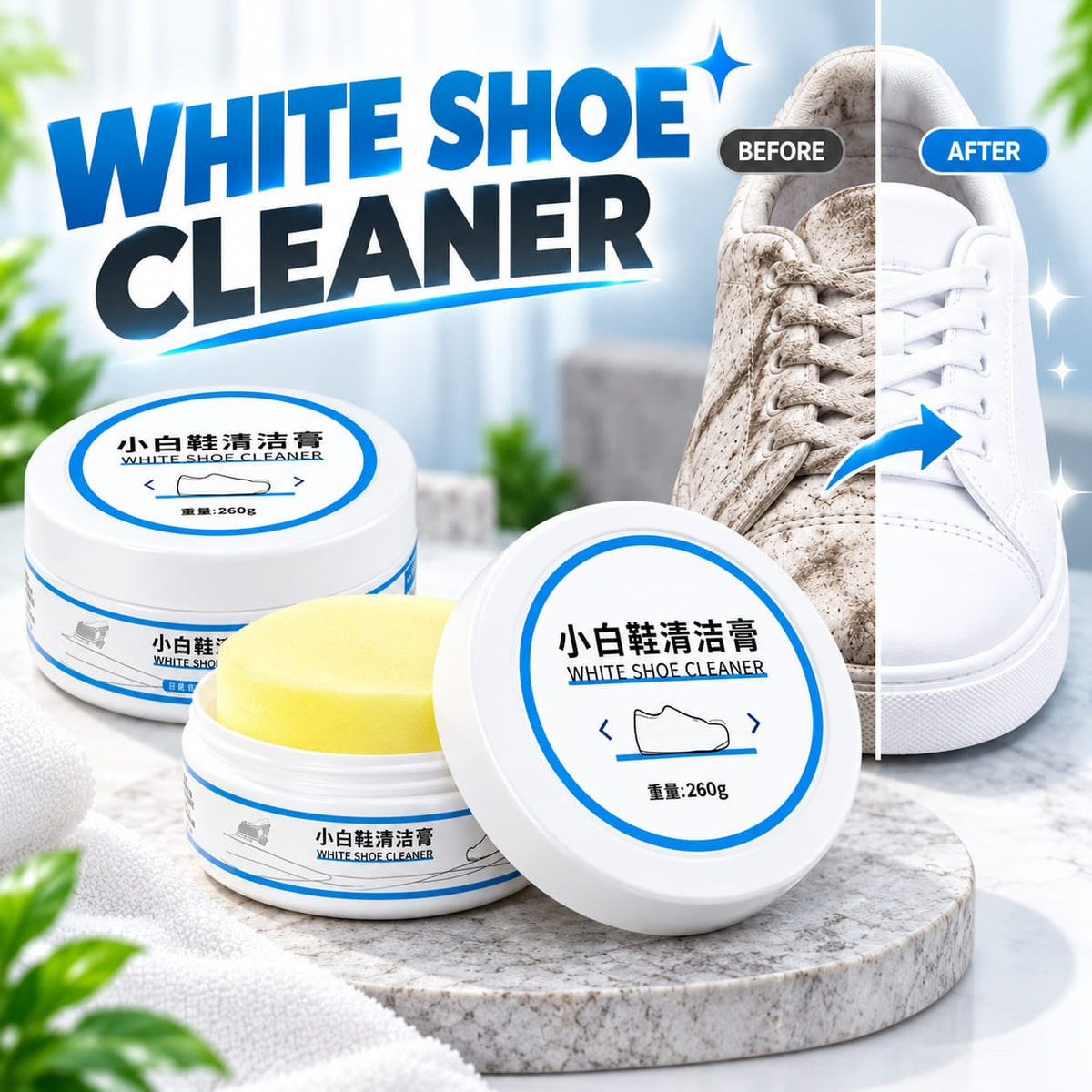 White Shoe Cleaner Cream - Instant Shoe Cleaning & Whitening Solution