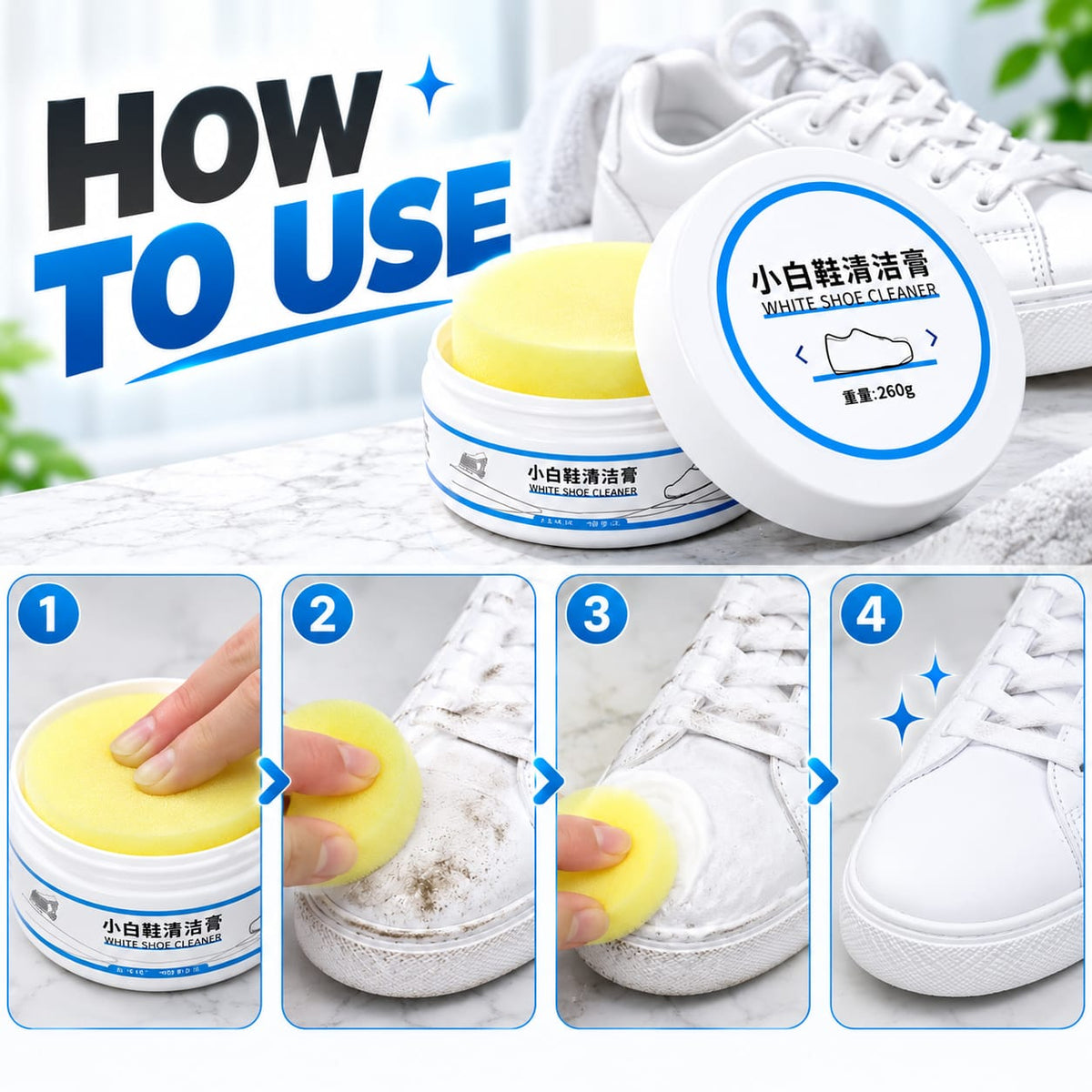 White Shoe Cleaner Cream - Instant Shoe Cleaning & Whitening Solution
