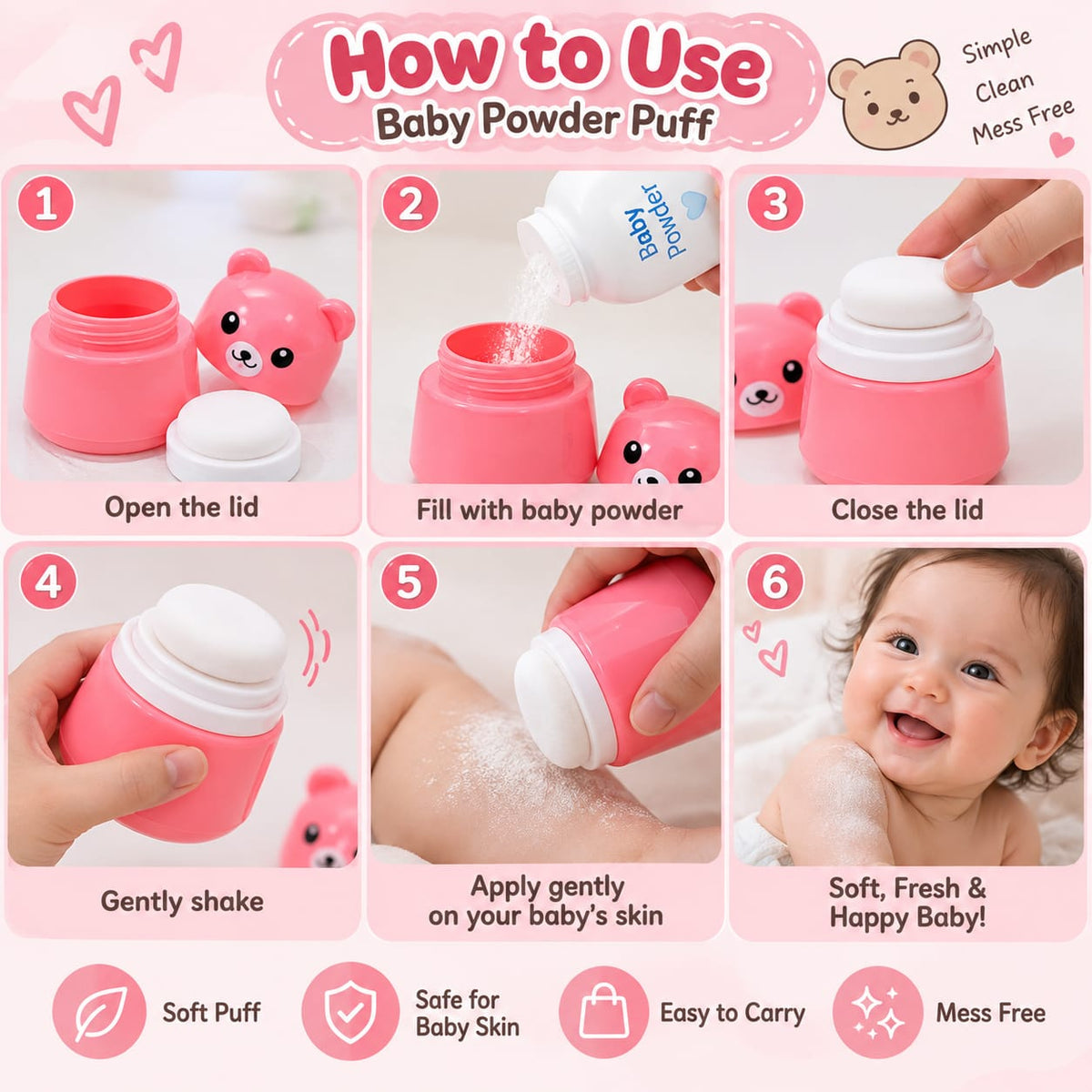 PuffiBud Baby Powder Puff – Soft & Gentle Powder Applicator
