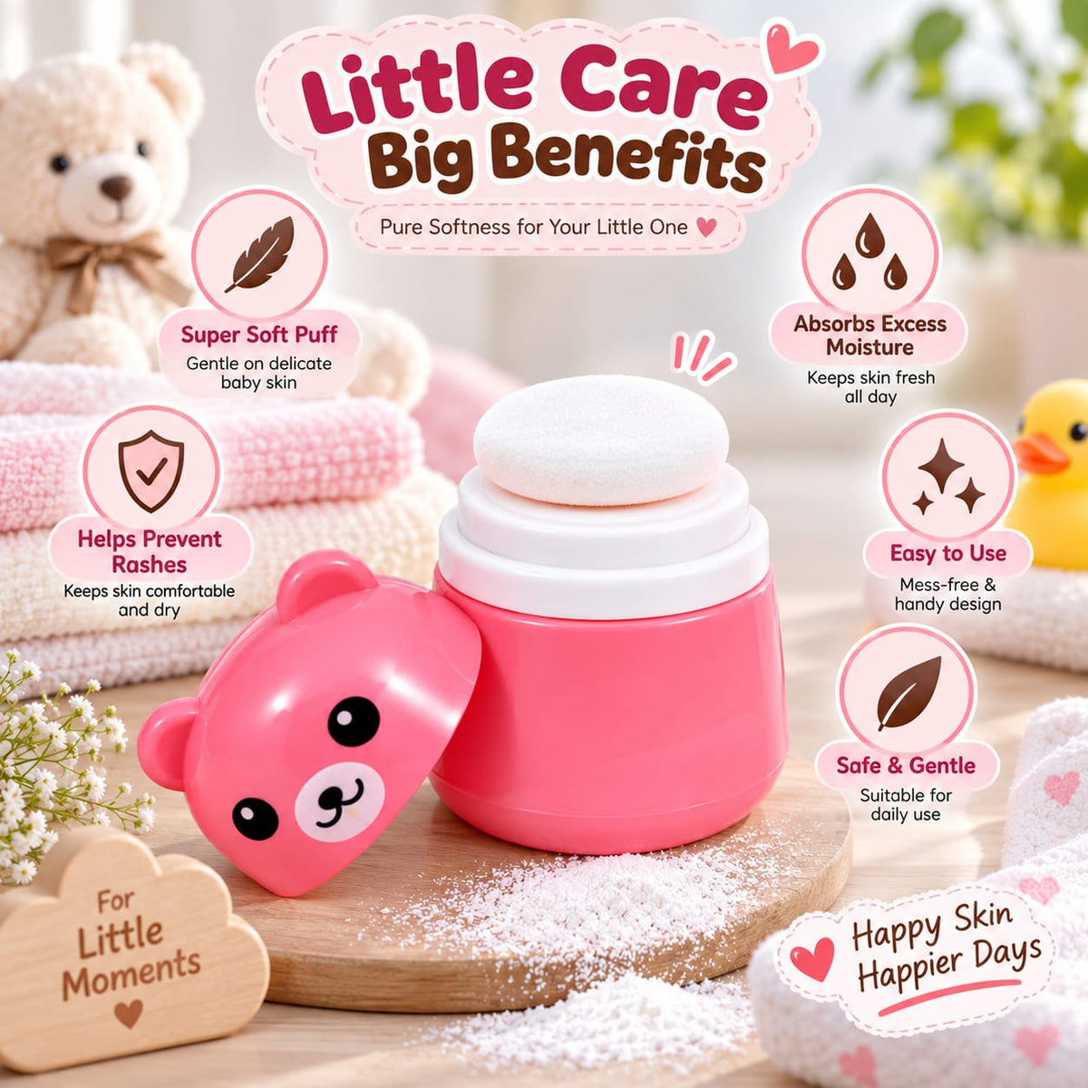 PuffiBud Baby Powder Puff – Soft & Gentle Powder Applicator