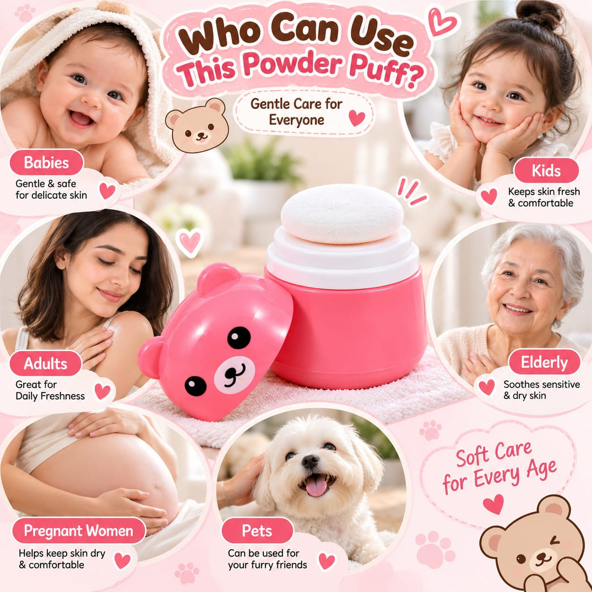 PuffiBud Baby Powder Puff – Soft & Gentle Powder Applicator