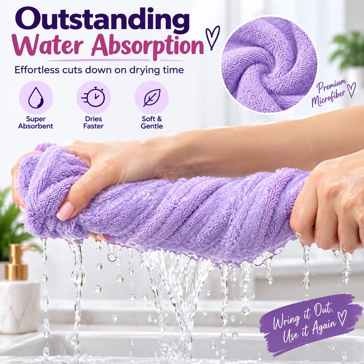 CuddleDry Hair Towel for Women 500 GSM (Multicolour)