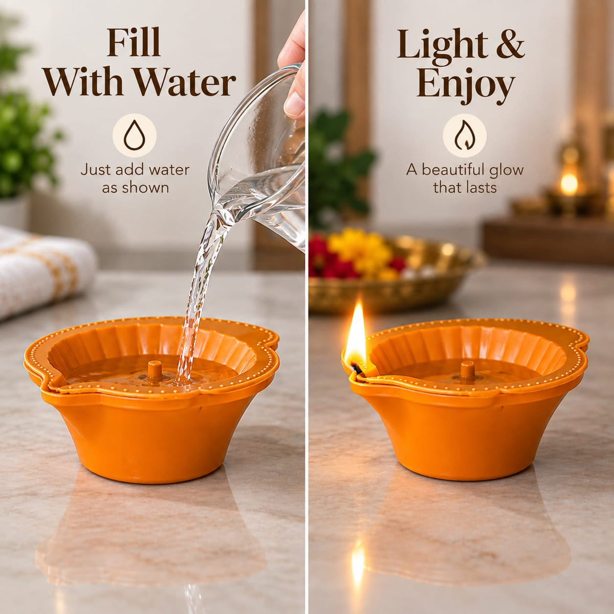 Water-Activated Light Diya(Set Of 6 Pcs)