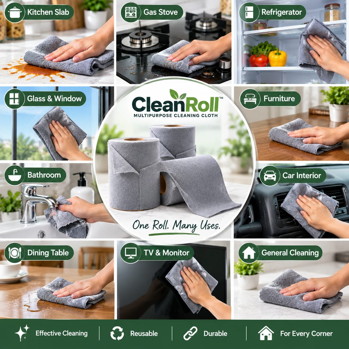 CleanRoll Tear-Off Microfiber Cleaning Cloth Roll