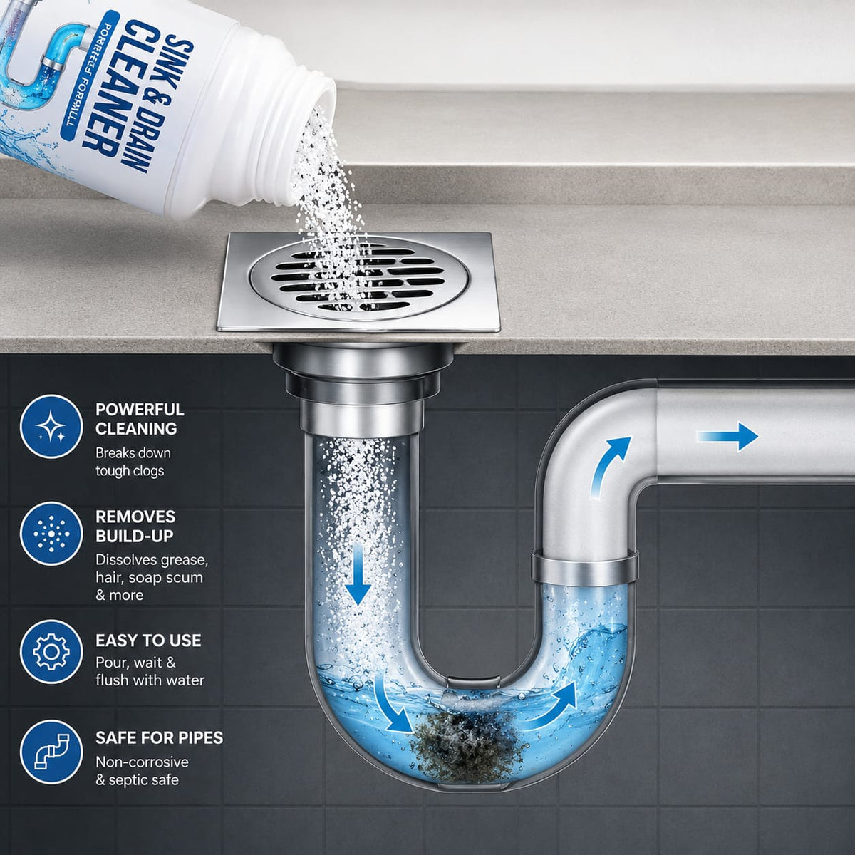 (Buy 1 Get 1 Free) Powerful Sink and Drain Cleaning Powder | 200gm Each Pack