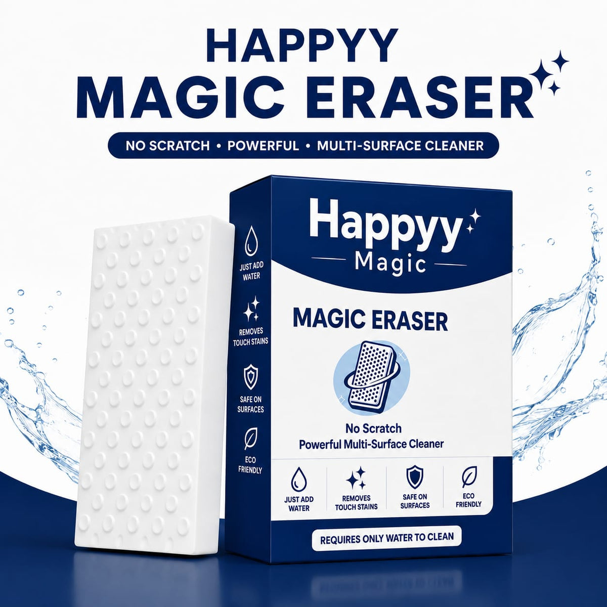 Happyy Magic Eraser (Pack of 2)– Powerful Multi-Surface Cleaning