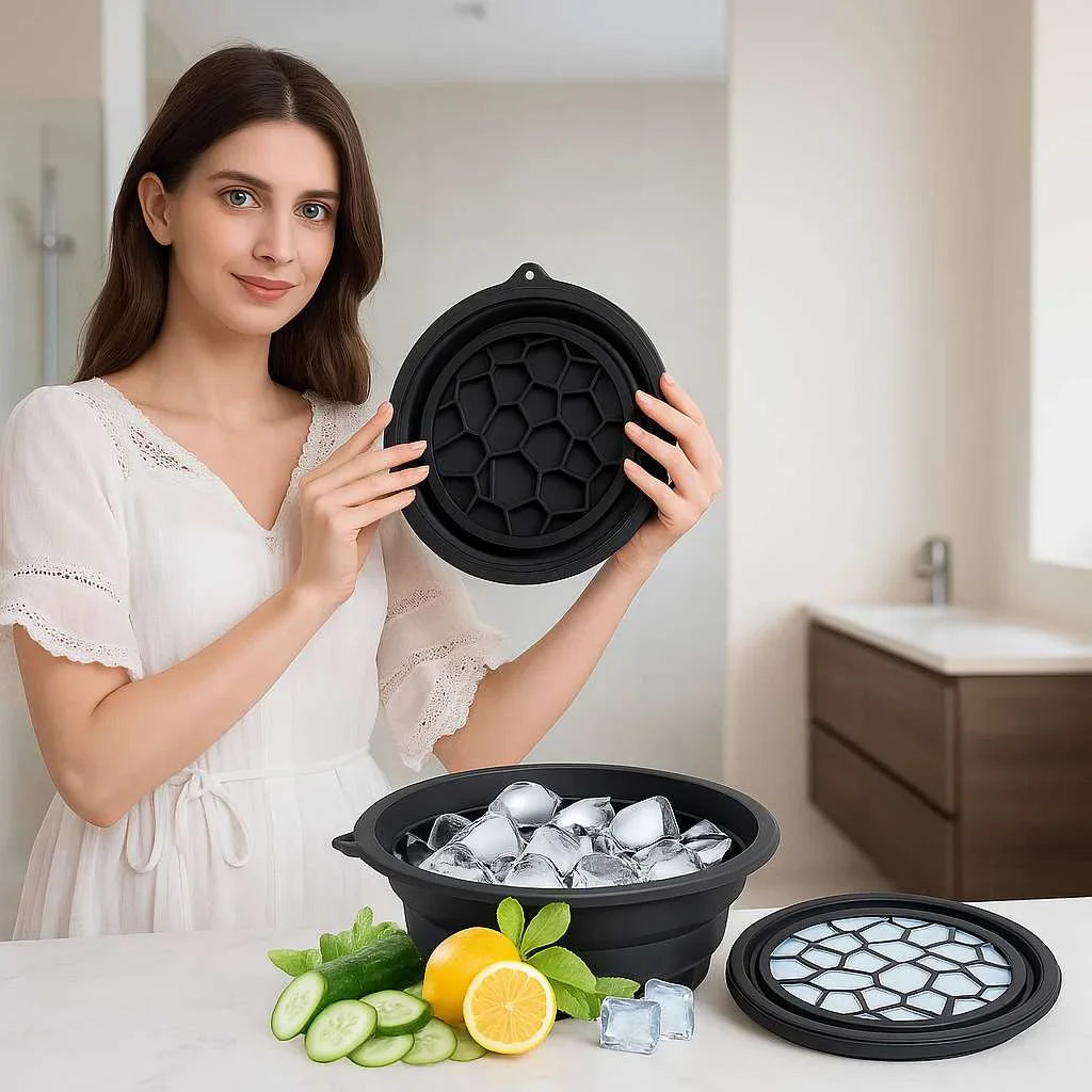 Grosyhub Foldable Black Ice Face Bowl | Cold Therapy Facial Skincare Bowl for Glowing Skin