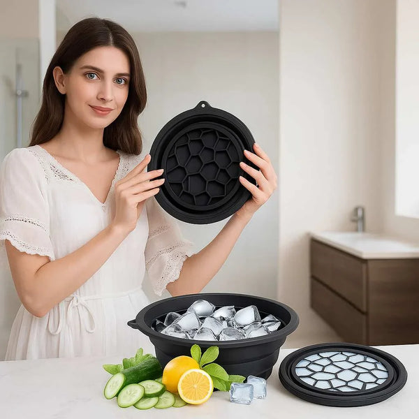 Grosyhub Foldable Black Ice Face Bowl | Cold Therapy Facial Skincare Bowl for Glowing Skin
