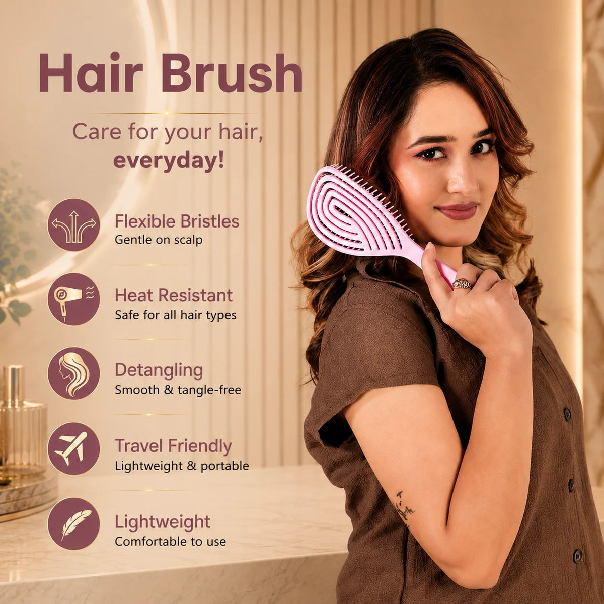 Premium 3D Hair Brush for Styling, Detangling and Grooming for Men and Women
