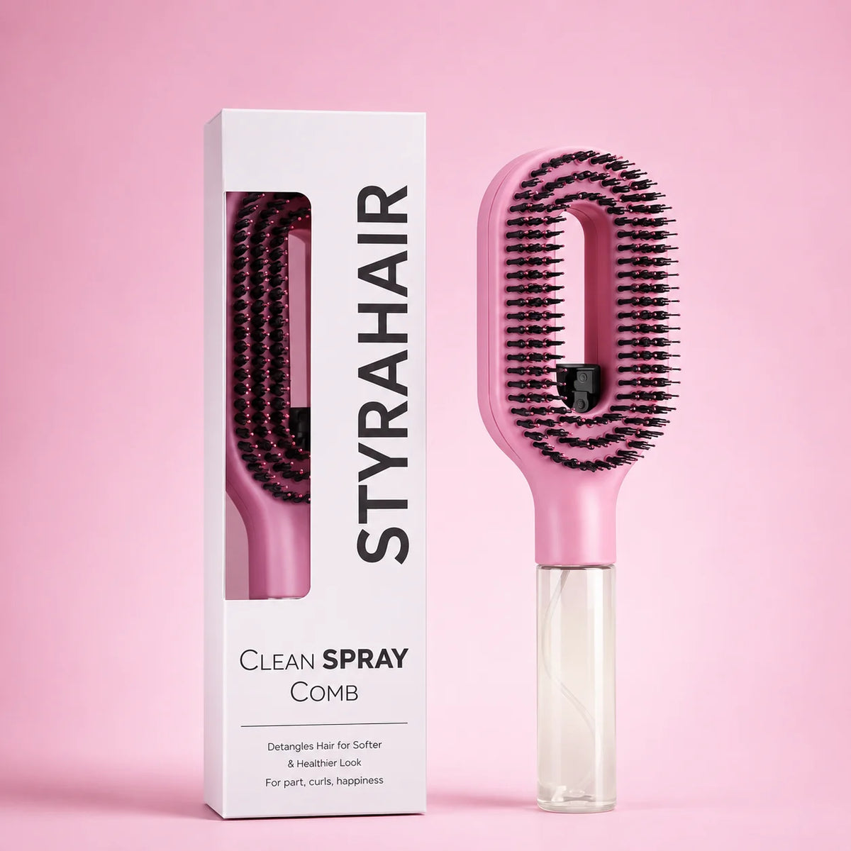 Grosyhub Multicolour 2-in-1 Spray Comb Hair Brush with Built-In Mist Bottle — Anti-Frizz Detangling Brush
