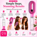 Grosyhub Multicolour 2-in-1 Spray Comb Hair Brush with Built-In Mist Bottle — Anti-Frizz Detangling Brush