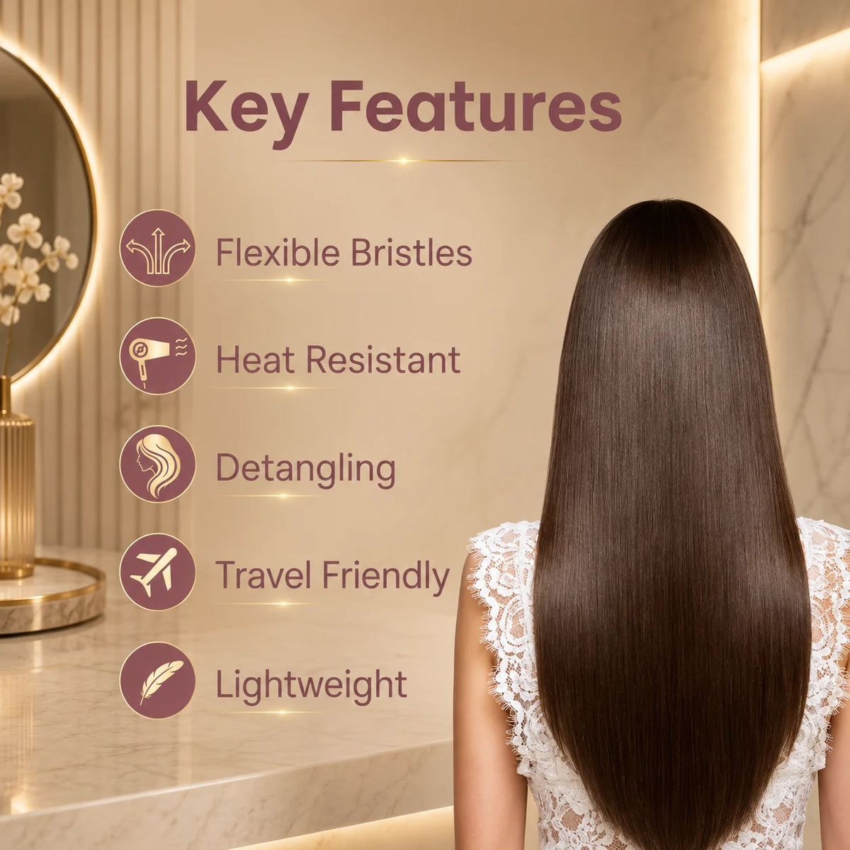 Premium Pink 3D Hair Brush for Styling, Detangling and Grooming for Men and Women