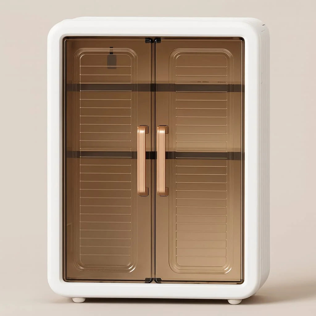 Grosyhub Classy White Double Door Wall Mounted Transparent Storage Box with Hooks