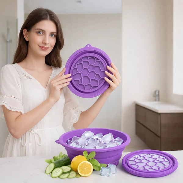 Grosyhub Foldable Purple Ice Face Bowl | Cold Therapy Facial Skincare Bowl