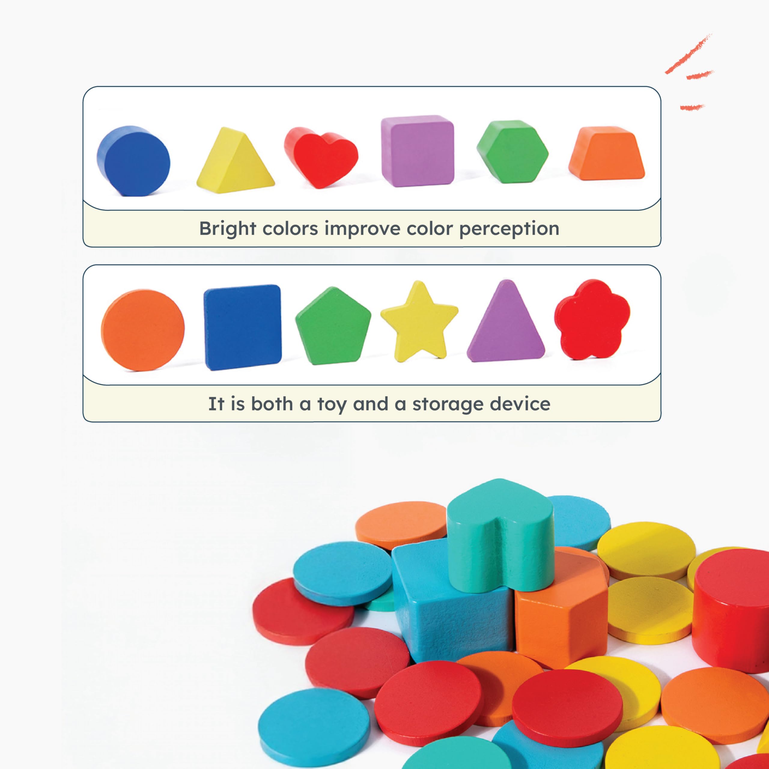 Montessori Color Shape Classification Wooden Box Toy | 10-Hole Educational Sorting Game | Multi-Color Blocks for Toddlers