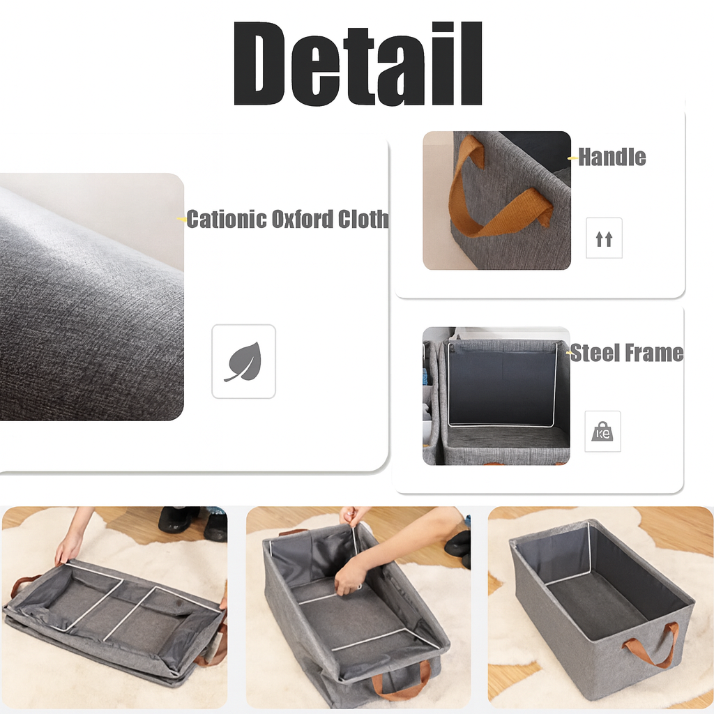 Grosyhub Foldable Grey Wardrobe Organizer with Durable Handle