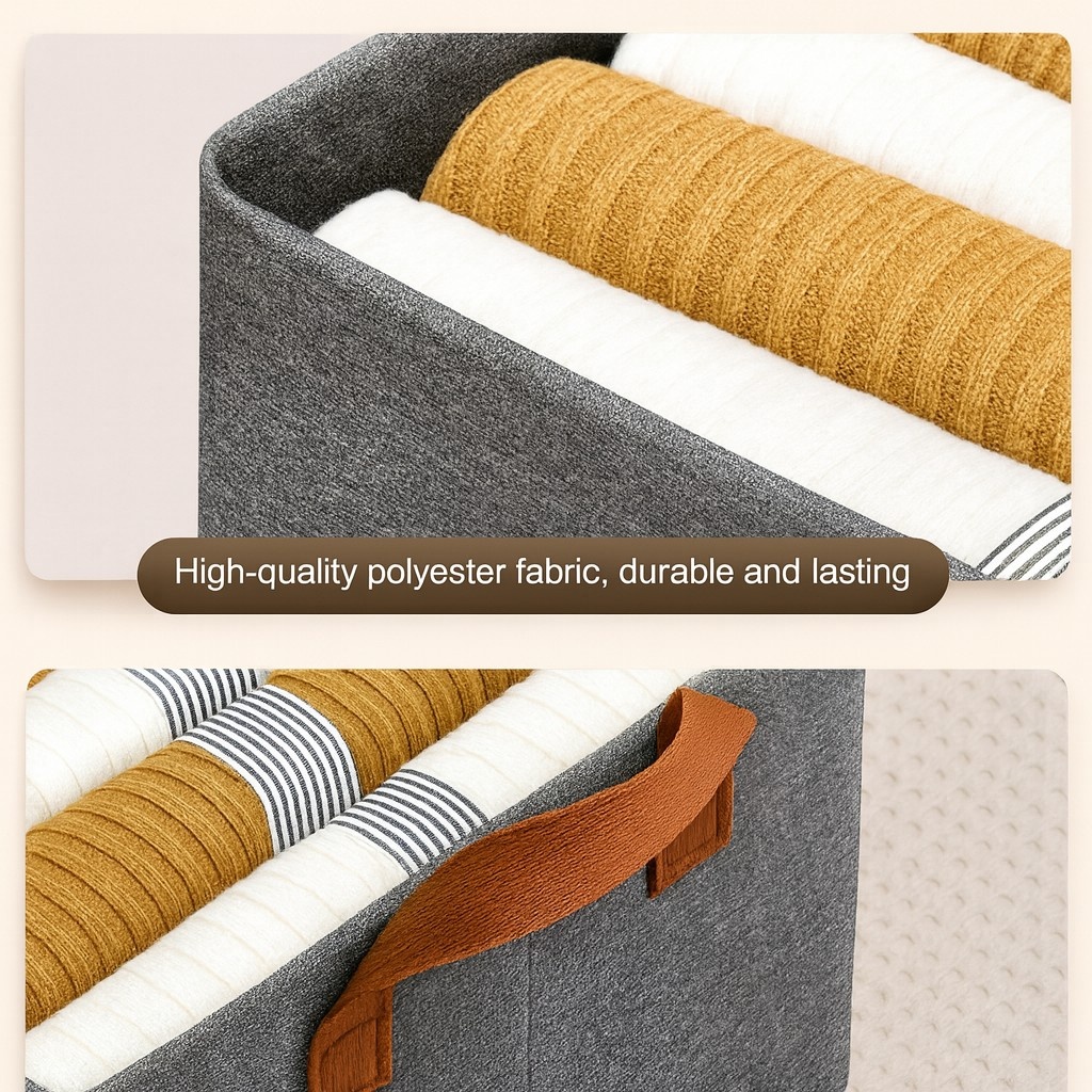 Grosyhub Foldable Grey Wardrobe Organizer with Durable Handle