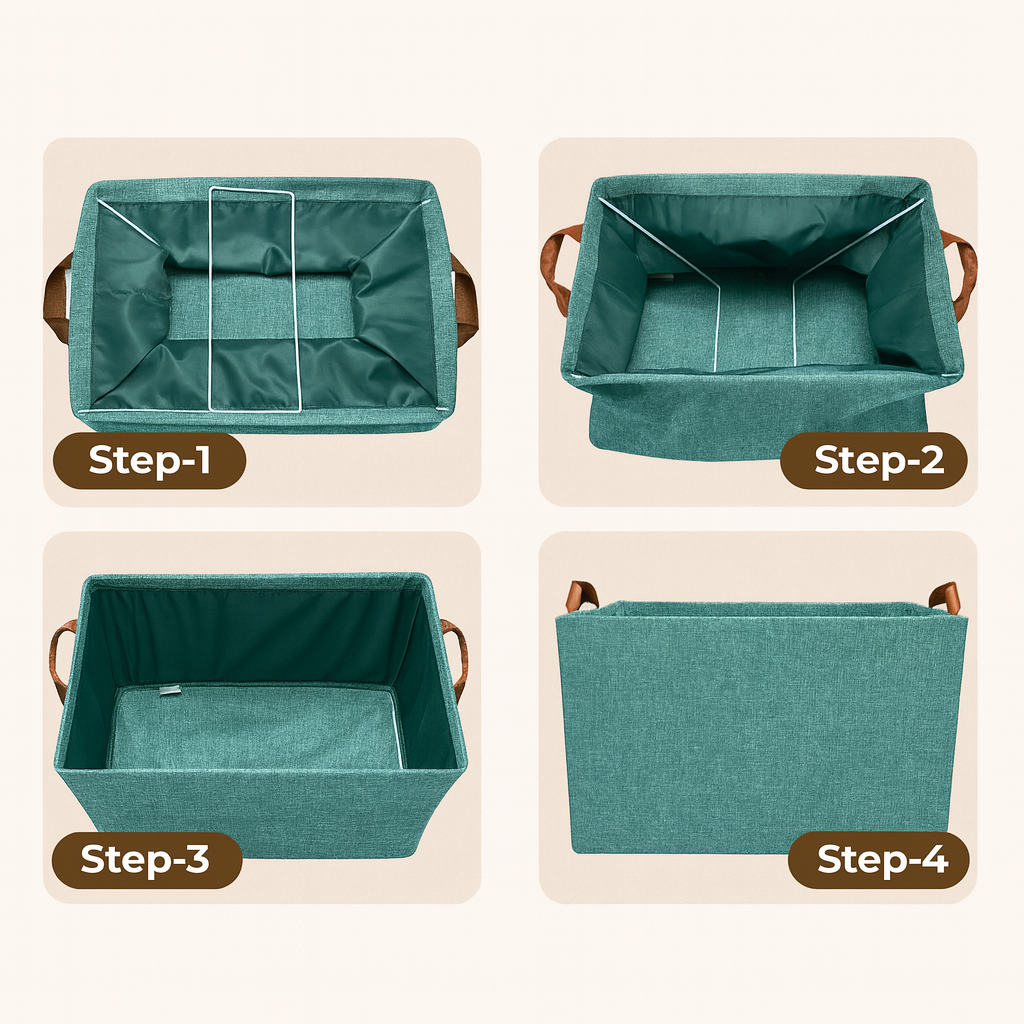 Grosyhub Foldable Blue Wardrobe Organizer With Durable Handle